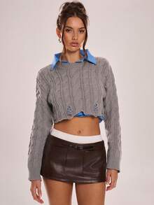 Avenya Calça Shorts com Cinto Destacável Marrom Café de Cintura Baixa Ultra Curta, Shorts de Couro PU Plissado com Fivela Sólida, Shorts Casuais Curtos Decorados com Fivela de Cor Sólida, Shorts Curtos de Couro, Parte de Baixo para Noite, Parte de Baixo para Balada, Shorts Marrom Café, Parte de Baixo para Festa, Shorts de Couro, Adequado para Transporte, Lazer, Saída, Encontro com Amigas, Uso Universitário, Estilo Old Money, Múltiplas Ocasiões - Multicolorido - Visão 7