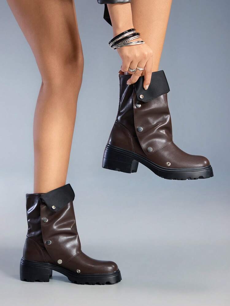 CUCCOO GRLICON Women's Fashion Versatile Chunky Heel Ankle Boots, Suitable For Christmas, Thanksgiving, Party, New Year Outfit