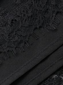DAZY Women's Elegant Lace Round Neck Puff Sleeve Mid-Length Dress, Autumn Maxi Dress - Black - View 7