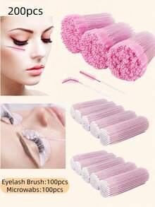 100/200/400/600/800/1000PCS Pink Disposable Micro Applicator Brush Swabs Eyelash Extension Mascara Wands For Professional Salon Makeup Artist Beauty Lash Styling Tools Must Have Accessories - Pink - View 12