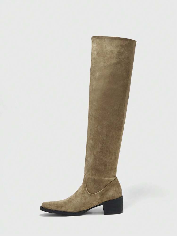CUCCOO BIZCHIC Women's Fashion Versatile Commuter Chunky Heel Over-The-Knee Boots For Christmas