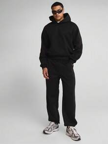 Musero Basic Straight Leg Cuffed Everday PREMIUM Sweat Jogger Pants Winter Essentials Capsule Wardrobe - Black - View 1