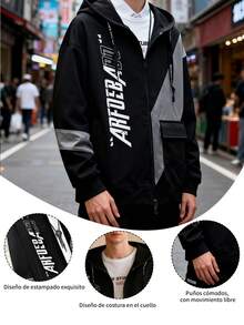 Sudadera con capucha para hombre oversized polar de algodón orgánico, estilo urbano sostenibl e con orgullo mexicano, suave abrigado y transpirable, cordón ajustable y cuello acanalado resistente, bolsillo canguro duradero y oferta exclusiva - Negro - Ver 3