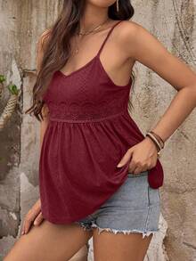 SHEIN Maternity Tie-Dye Ruched Design Casual Camisole - Burgundy - View 4