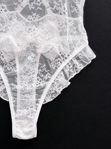 SHEIN Body sexy dos nu en dentelle pour femmes - Blanc - Voir 5