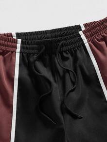 ROMWE MEN Street Life Spring/Summer Casual Graphic Men'S Summer Casual Patchwork Contrast Color Shorts - Black - View 3