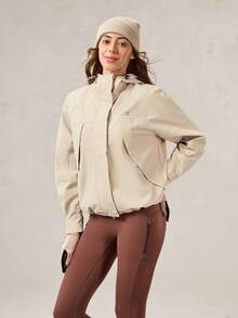 OutZeal Women Outdoor Jacket Christmas OutfitHiking Camping Water-Resistant Windproof Hooded With Pockets - Khaki - View 8