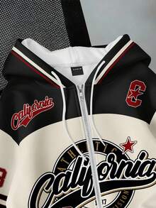 SHEIN EZwear Sudadera casual de estilo callejero holgada para mujer, diseño de bloques de color, adecuada para otoño/invierno - Multicolor - Ver 3