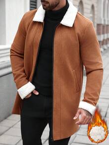 Manfinity CasualCool Veste zippée décontractée pour hommes avec empiècements et bordure en fourrure, automne/hiver