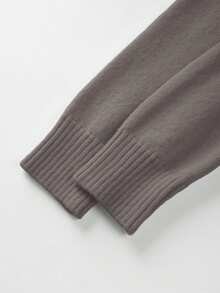 SHEIN Franclia New Autumn V-Neck Waist Cinched Knitted A-Line Dress, Elegant And Intellectual - Dark Grey - View 5