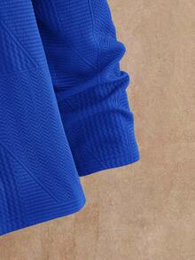 HIMLAND Men's Elegant Casual Long Sleeve T-Shirt For Daily Wear Men Royal Blue 90s Sporty Sweater Men Blue Clothes Men Blue Sweater Men Long Sleeve Knit - Royal Blue - View 5