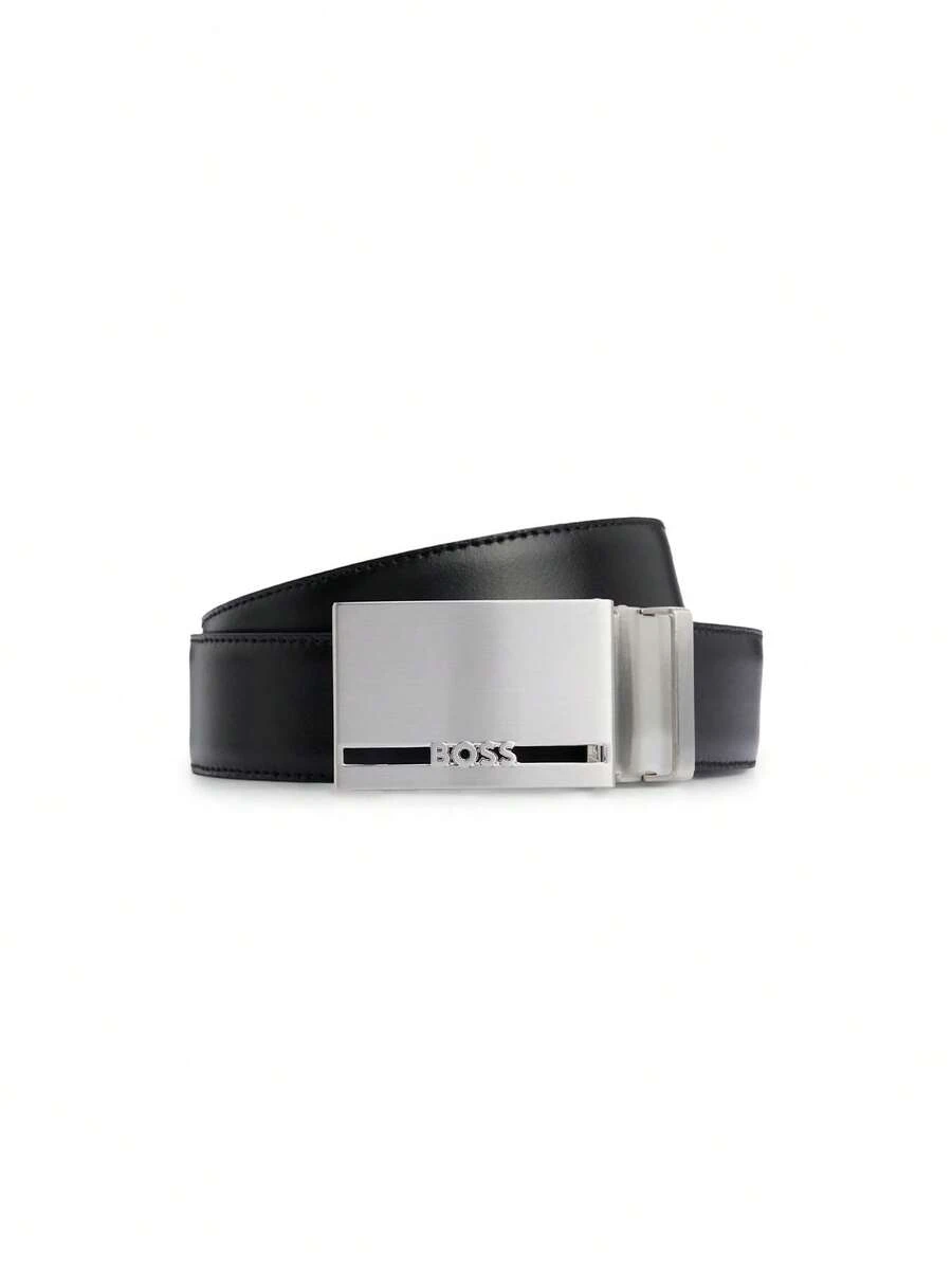 Hugo Boss Galliz Gb35 Men's Leather Belt Black - 黑色 - 查看 1