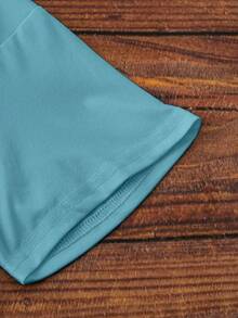 Áo thun tay ngắn cổ chữ V in hình chuồn chuồn xanh - Màu xanh lam - Xem 4