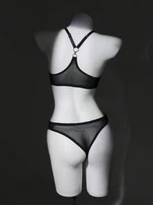 SHEIN Elacene Set de 2 sujetadores inalámbricos con cierre delantero y malla para mujer - Negro - Ver 2