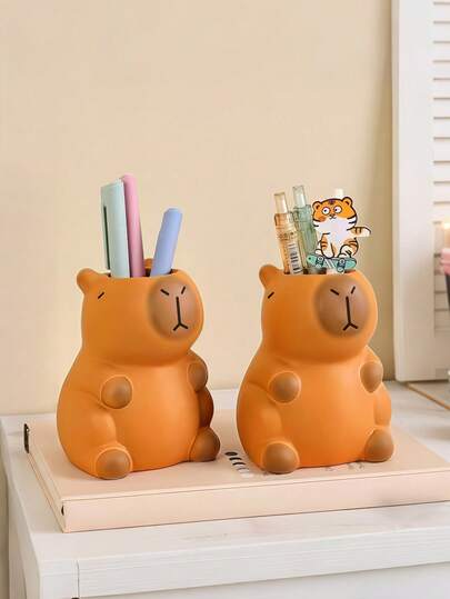 1 Hộp đựng bút hình con chuột lang nước hoạt hình dễ thương, sáng tạo, cá nhân hóa, dùng để trang trí bàn làm việc, đựng cọ trang điểm, dùng cho đồ dùng học tập, trở lại trường học