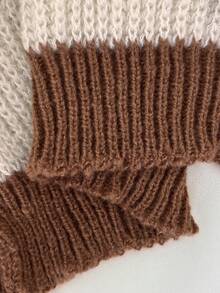 Franclia Cárdigan tipo abrigo con mangas de farol y ribete contrastante, Top de manga larga - Multicolor - Ver 7