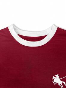 Resyla 女款T恤/保罗图案印花/刺绣工艺/女士宽松休闲撞色圆领T恤上衣/春夏 - 彩色 - 查看 3