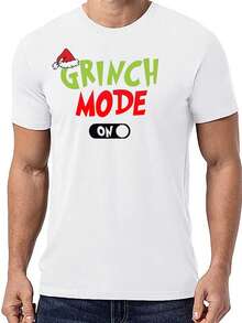 Playera camisa caballero estampado navideño sublimada caricatura personaje gruñon verde navidad Mode On, ideal para tu oufit moderno - Blanco - Ver 1