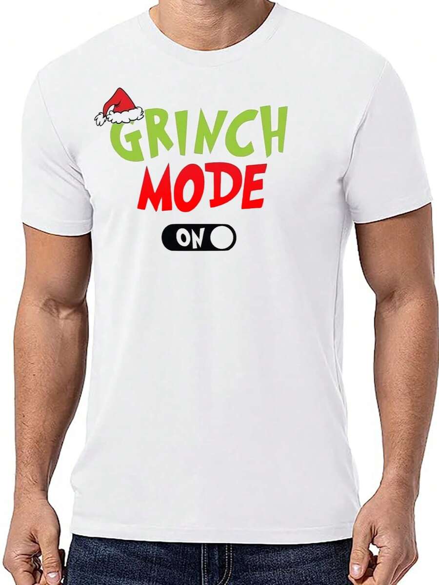 Playera camisa caballero estampado navideño sublimada caricatura personaje gruñon verde navidad Mode On, ideal para tu oufit moderno - Blanco - Ver 1