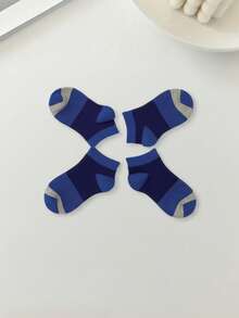 Calcetas infantiles estilo casual colores combinados diseño moderno algodón transpirable ajuste holgado corte bajo uso diario deportivo y escolar calcetas tipo tobilleras - Multicolor - Ver 3