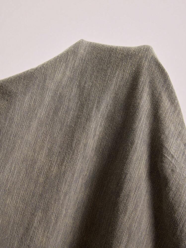 Freevana プラスサイズ レディース カジュアル デイリー通勤ファッション ストリート ピースサイン プリント ドロップショルダー ルーズ ボタン 長袖トップス、春秋 - オリーブグリーン - 見る 7