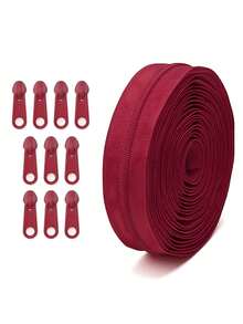 1 Set = 4.5m Zipper + 10pcs Plastic Zipper Pulls, Colorful Nylon #3 Zipper With 10pcs Matching Plastic Zipper Pulls, 1set/5sets, For Apparel, Textile, Luggage - Multicolor - View 27