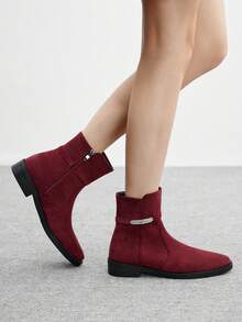 CUCCOO BIZCHIC Botines de mujer versátiles y de moda, de estilo minimalista y casual - Burdeos - Ver 5
