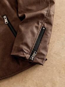 HIMLAND Herrjacka med dragkedja, casual, mode, gata, daglig pendling, mångsidig, ståkrage, höst - Brun - Visa 4