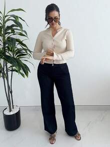 MDEdit Washed Low Rise Baggy Denim Jeans Spring 90's Y2k Streetwear Casual Concert Western Festival Fall Autumn Winter Nashville Office Work - Navy Blue - View 5