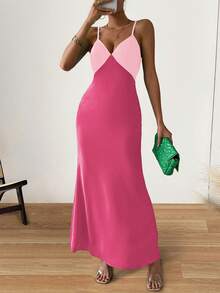 Chiquease Women's Summer Color Blocked Long Tail Spaghetti Strap Dress - Multicolor - View 7