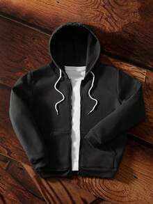 Manfinity Hypemode Men's Casual Solid Color Hoodie, Versatile For Autumn/Winter - Dark Grey - View 7