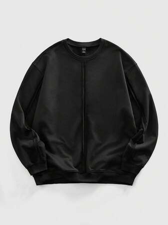 Street Life sweat-shirt col rond casual unicolore pour hommes, automne/hiver