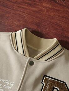 TOKVUE 男士休闲撞色拼布标语和字母印花棒球夹克，秋冬，外出街头穿着棒球长袖拼色夹克，送给朋友、丈夫、男朋友的礼物，男士狂野校队夹克，棒球夹克，男士图案夹克，秋季 - 彩色 - 查看 4