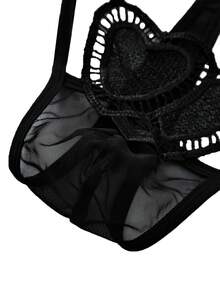 Ropa interior sexy tipo tanga con bordado de corazón para hombres - Rojo - Ver 5