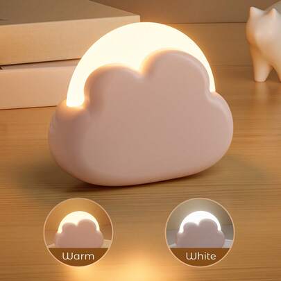 Teckwe Portable LED Night Light, Cute Cloud Mini Desk Lamp With 4 Modes, Rechargeable Night Light For Room Decor, Bedside Lamp For Sleeping, Creative Gift