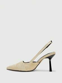 CUCCOO BIZCHIC Tacones altos de mujer con diseño de hebilla y punta afilada, versátiles para uso diario - Albaricoque - Ver 6