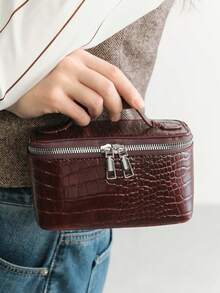 SHECARRY Damen Silberfarbene vielseitige Modische Handtasche für den täglichen Gebrauch - Kaffeebraun - Übersicht 2