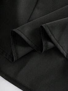 Franclia Women's Shiny Side Ruched Ruffle Collar Blouse, Casual Chic, Minimalist Elegant Style, Suitable For Work Commute - Black - View 6