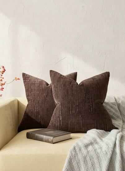 Cirelle 1 Piece/2Pieces Coffee Brown(Insert Not Included)Vintage Striped Throw Pillow Covers, 100% Polyester Woven Zippered Cushion Cases, Machine Washable, Geometric Patterned Decorative Pillowcases For Sofa, Bed, Dining, Home Office