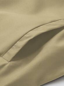 Manfinity Homme Plus Size Men's Casual Lightweight Solid Color Jacket, Summer - Khaki - View 3