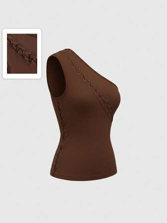 Top sin hombros con ojales de estilo hippie vintage