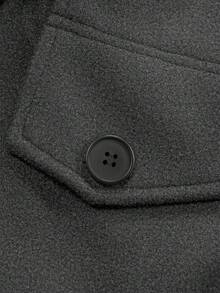 Manfinity Mode 大码纯色插肩袖翻领时尚商务外套 - 深灰色 - 查看 7