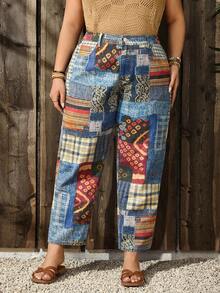EMERY ROSE Plus Size Casual Versatile Black Straight Leg Jeans - Blue - View 2