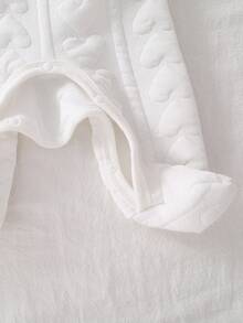 Set de 2 piezas de pelele y gorro con estampado de oso lindo y sencillo de manga larga para recién nacido, ropa de estar en casa casual - Blanco - Ver 6