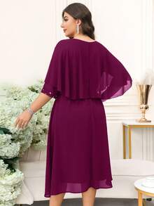 Gownix Đầm cổ tròn sang trọng đính đá Rhinestone cỡ lớn - Màu tím - Xem 8