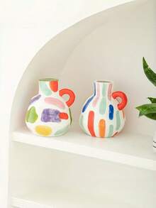 Joivida Creative And Adorable Ceramic Vase | A Luxurious And Sophisticated Decorative Piece For The Living Room | A Miniature Vase With A Unique And Distinctive Design | Suitable For Display In Living Rooms, Hallways, Bookshelves, Wine Cabinets, TV Stands, And As A Home Decoration. - Multicolor - View 18