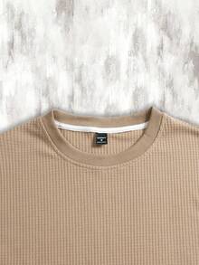 Manfinity Hypemode Men's Letter Embroidered Crew Neck Loose Casual Long Sleeve Pullover Sweatshirt Mens Oversized Street Wear Men Long Sleeve Knit - Apricot - View 5