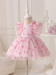 Glamorique Kids Robe de demoiselle d'honneur fleurie pour bébé fille, mariage, fille de fleurs, élégante, amour, Saint-Valentin - Rose bonbon - Voir 8