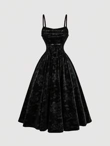 SHEIN MOD Váy midi xếp nếp thanh lịch họa tiết hoa jacquard dành cho nữ, Váy nhung, Váy jacquard gấm, Váy đỏ tía, Váy hạt dẻ, Váy rượu vang, Quần áo Giáng sinh dành cho nữ, Váy dự tiệc Giáng sinh, Trang phục năm mới, Váy dự tiệc, Váy dạ hội cưới sang trọng, Quần áo mùa thu, Quần áo mùa đông, Váy dự tiệc thanh lịch, Váy đỏ dành cho nữ, Váy ngày lễ, Quần áo lễ hội, Váy ông già Noel - màu đen - Xem 3