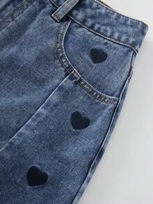 GlowEve Women's Elegant Heart Embroidery A-Line Skirt - Blue - View 6